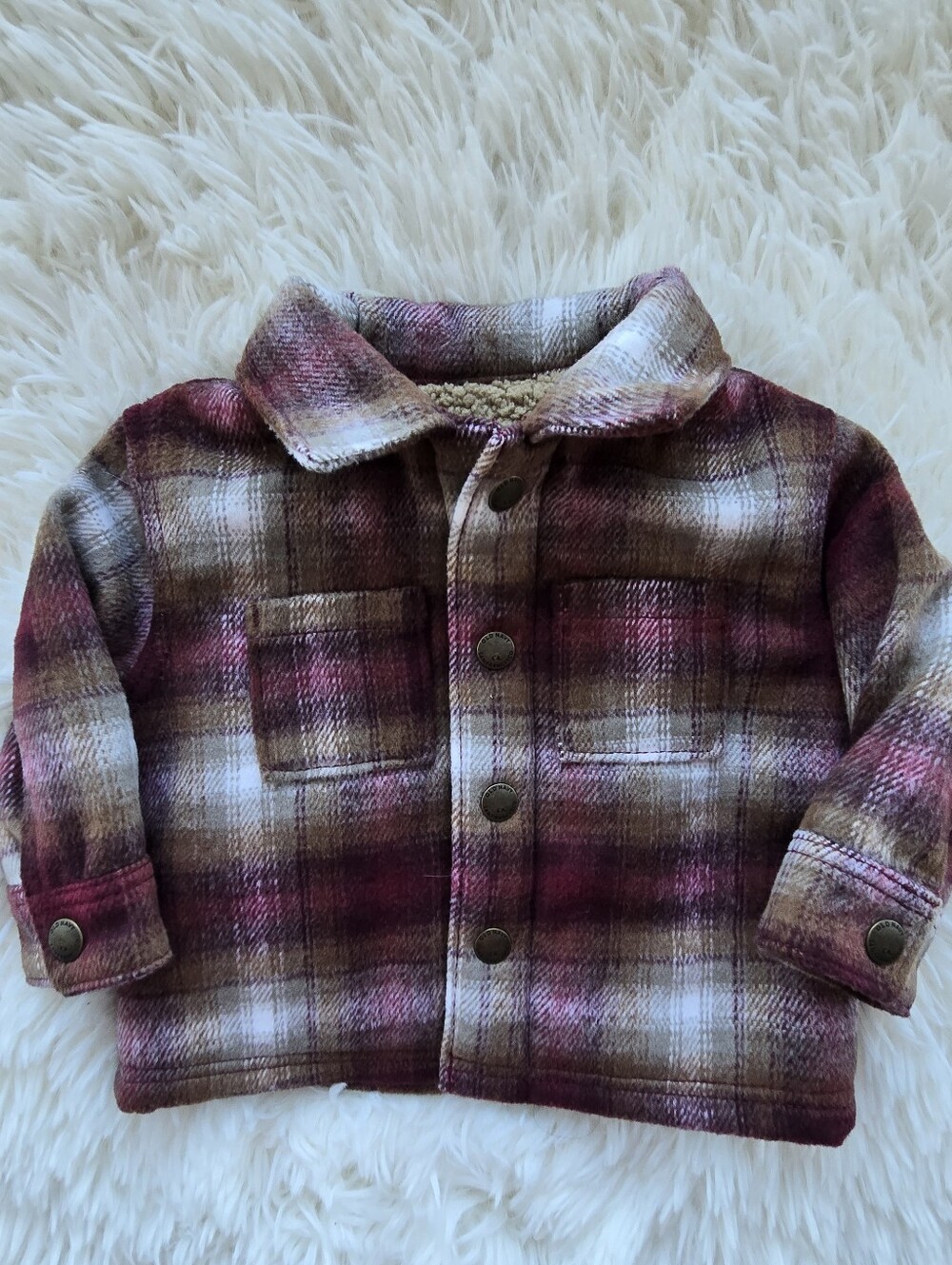 Old Navy Fleece-lined Plaid Button-Up Jacket 3-6 Months